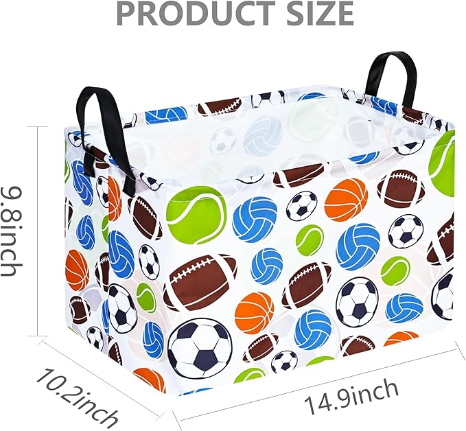 Rec Balls Print Box Hamper Storage Basket Collapsible Organizer Bin Gift Shelf Baskets for Home and Kitchen Storage