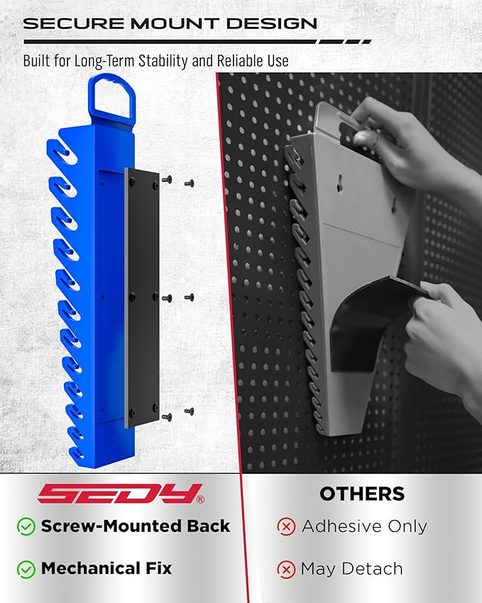2-Pack Magnetic Wrench Organizer Set, 24-Slot Premium Wrench Rack Holder with Non-Slip Carry Handle for Tool Box Drawer Wall Storage, SAE (1/4'' to 15/16'') & Metric (6mm to 24mm)