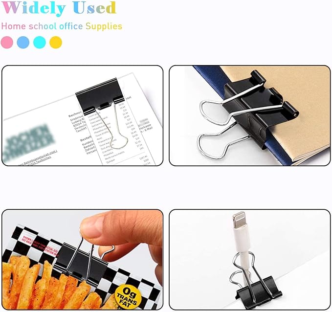 Mini Binder Clips, 576 Pack, 5/8 Inch, Black, Standard 15mm, Micro Paper Clips, Fold Clamp, Capacity 0.23 Inch, Office and School Supplies