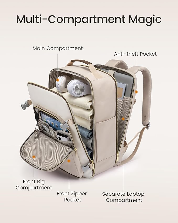 LOVEVOOK 50L Travel Backpack for Women & Men, Airline Approved Carry On Luggage with 3 Packing Cubes, TSA Overnight Bags, Waterproof Personal Item Bag, Weekender Essentials Backpacks fits 17" Laptop