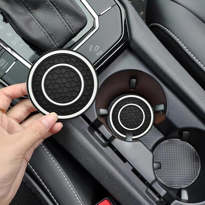 Car Cup Coaster Universal Automotive Waterproof Non-Slip Cup Holders Sift-Proof Spill Holder Car Interior Accessories 4 Pack Black & White