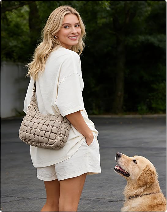 BAGSMART Quilted Crossbody Bag for Women, Lightweight Puffer Purse for Travel, Daily Use & Work | Water-resistant, Puffy Shoulder Bag, w/ Adjustable Strap, Light & Comfortable, Hands-free Bags, Travel Essentials