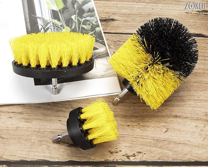 3 Pcs Drill Brush Attachments for Cleaning - Drill Brush Scrubber Set with Nylon Bristles, 2/3.5/4 in Heads, 1/4" Hex Shaft - Versatile for Bathroom Tile, Car Wheels, Garage Floors & Deep Grout Lines