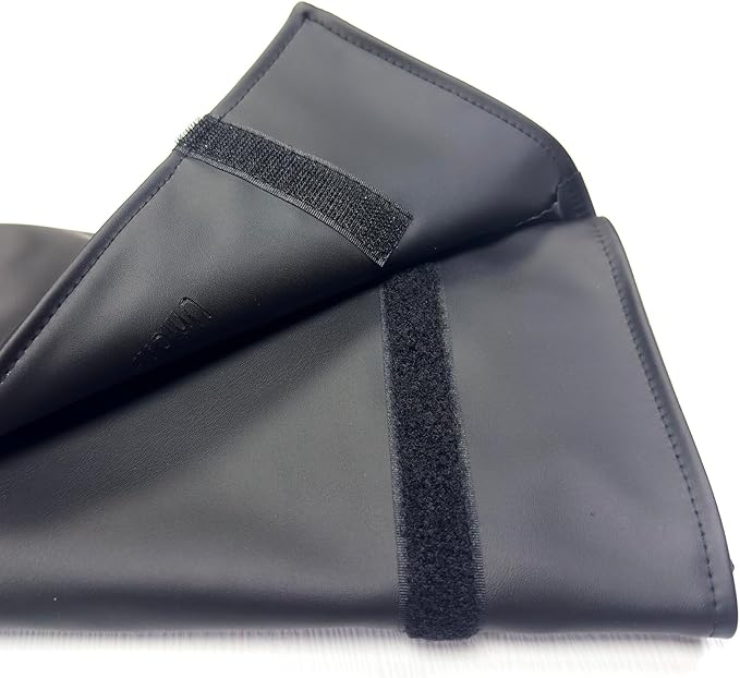 UnionPlus Travel Jewelry Roll, Faux Leather Necklaces Organizer Bag, Elastic Band and Anti-winding, Black