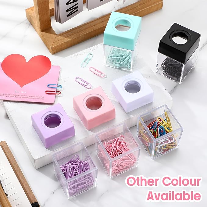 Outus 4 Pieces Magnetic Paper Clip Dispenser Holder Paperclip Dispenser for Desk, School, Office(Pink)