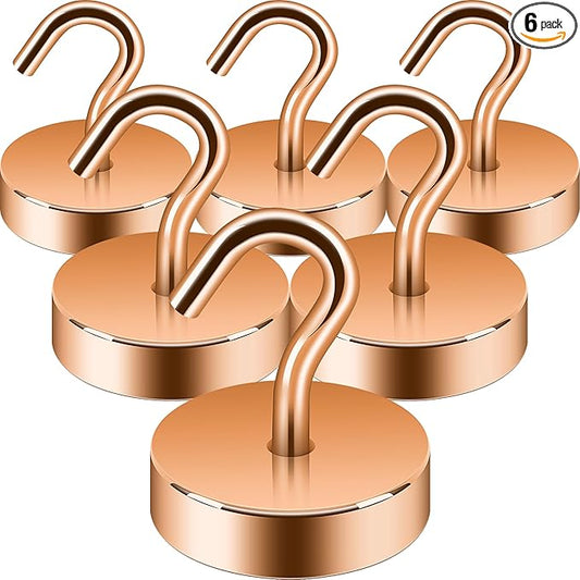 Neosmuk Magnetic Hooks, Cruise Ship Essentials, 80lb+ Heavy Duty Magnetic Hooks for Cruise Cabins, Refrigerator, Grill, Hanging, and Travel | Extra Strong Must-Haves Magnet Hook,Bronze