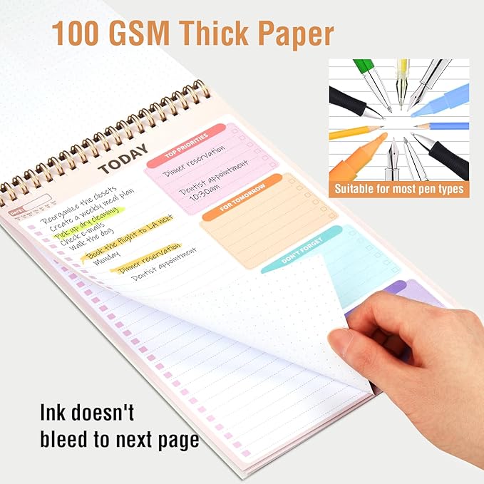 Forvencer To Do List Notepad with 52 Sheets (6.5 x9.8), To Do List Notebook for Work, Undated Daily Planner Organizer for Tasks Checklist & Goal Planning, To Do List Perfect for Office, School