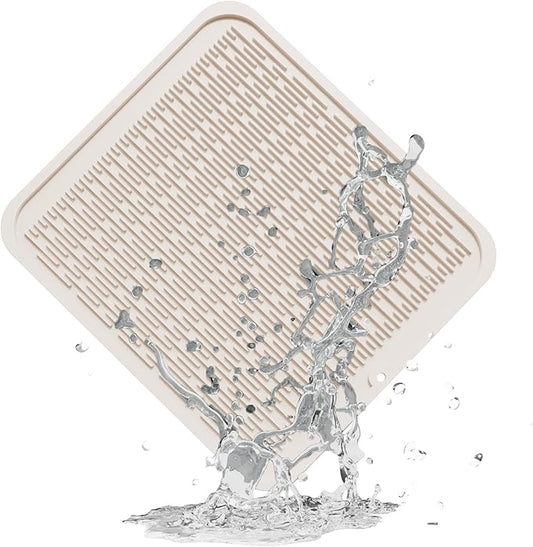 ZLR Silicone Dish Drying Mat for Kitchen Counter, Eco-Friendly Fast Dry Dish Mat, Easy Clean Multi Usage Drying Matt, Heat Resistant Trivet, 16" x 18" XL, Cassava White