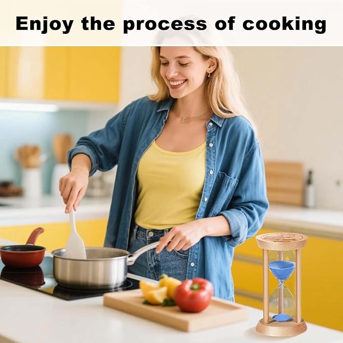 10 Minute Sand Timer, 10 Min Wooden Hourglass, Wood Mini Sand Clock, Ten Minute Sandglass, Reloj De Arena, Hour Glass for Toothbrush Timer, Kitchen, Desk Decor, Work, Game, Gift, Blue