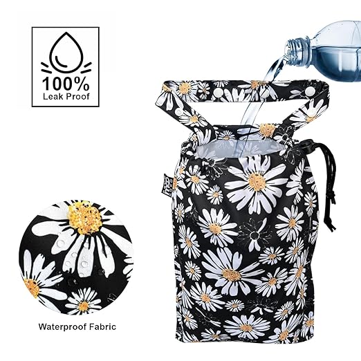 2 Pack Leakproof Car Trash Bags Detachable Waterproof Garbage Bags with Drawstring Hanging Organizer for Back Seat & Travel Flower Design