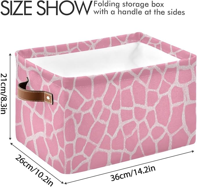 Aslsiy Storage Basket Abstract Modern Giraffe Print Nursery Bins Pink Baby Canvas Box Clothes Shelf Basket Laundry Hamper Gift Basket for Home Closet 2 Pcs