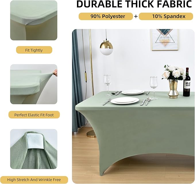ZarzaaSik 118 2-Pack 4ft Spandex Table Covers for Rectangular Folding Tables - Wrinkle Resistant Stretch Tight Table Cloths - Ultimate Fitted Table Protector for Parties, Banquet, and Wedding