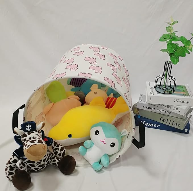 Baby Storage Basket Kids Hamper Nursery Bins Organizer Gift Toy Box Laundry Basket for Women Large Canvas Collapsible Chest for Home/Dorm/Office/Closet/Shelf/Room Decor