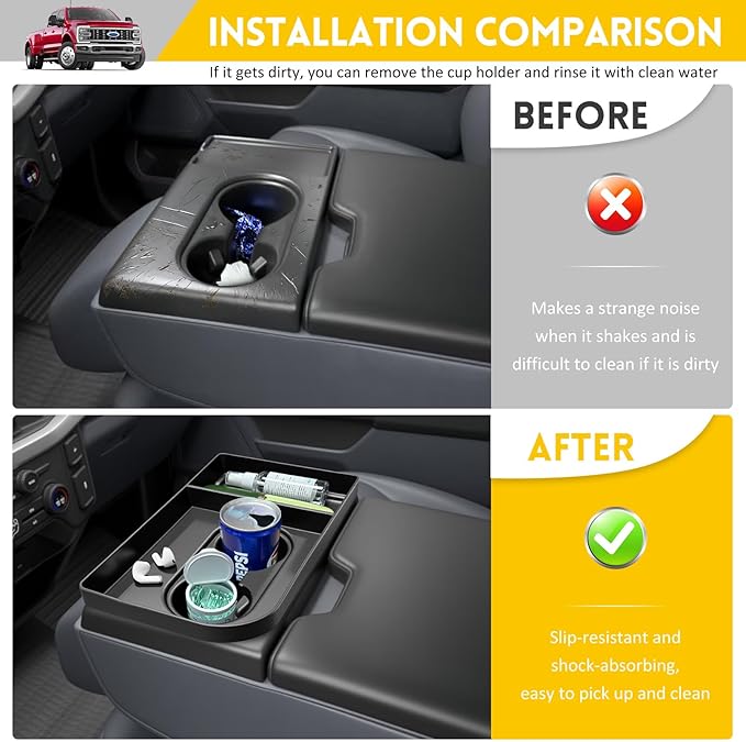 Jump Seat Cup Holder Organizer for 2021-2025 Ford F150 & 2023-2026 Ford F250 F350 F450 F550 F600 Super Duty Center Console Cup Holder Insert Cupholder Coaster Liner Accessories(Jump Seat Only)