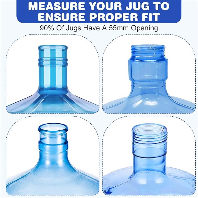 (3 Pack) 5 Gallon Water Jug Cap,Silicone Reusable Replacement Cap, Non Spill Bottle Caps for 55mm Bottle Water Dispenser Caps