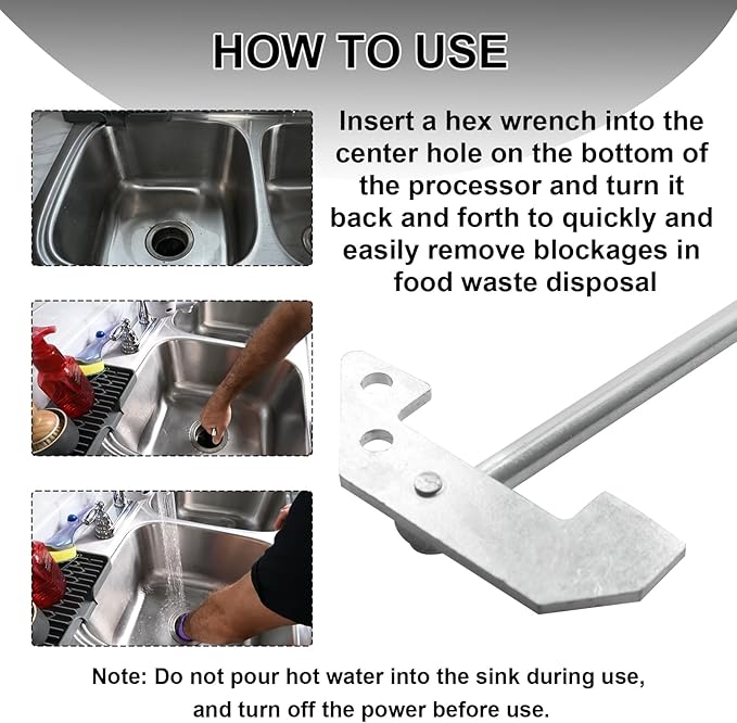 Garbage Disposer Unjamming Wrench, for Waste King also for Moen Garbage Disposals