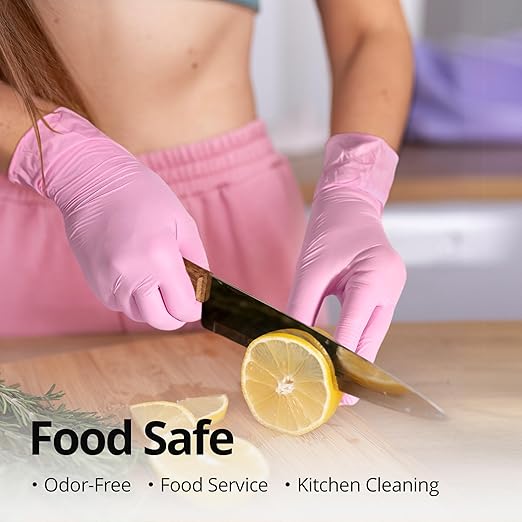 SwiftGrip Pink Nitrile Gloves, 3-mil, Industrial Gloves Disposable Latex Free, for Cleaning & Esthetician, Rubber Powder-Free, 100-ct Box (Large)