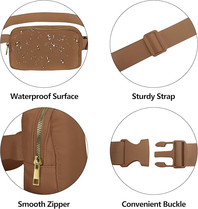 VOROLO Fanny Pack For Women And Men Crossbody Bag Belt Bag with Adjustable Strap Graduation Gifts Brown