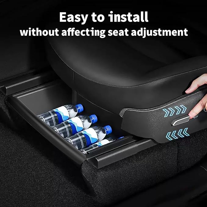 Tesla Model Y Juniper Under Seat Storage Box 2 Pack 2025-2026 Hidden Organizer Tray Underseat Bins with Lid Fit Tesla Model Y Juniper Accessories 2026