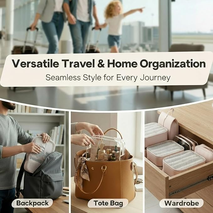 8 Set Packing Cubes for Travel with Clear Toiletry Bag, Durable Luggage Packing Organizers, Carry-On Accessories, TSA Approved See-Through Cubes, Space-Saving Storage Bags, Gifts for Women