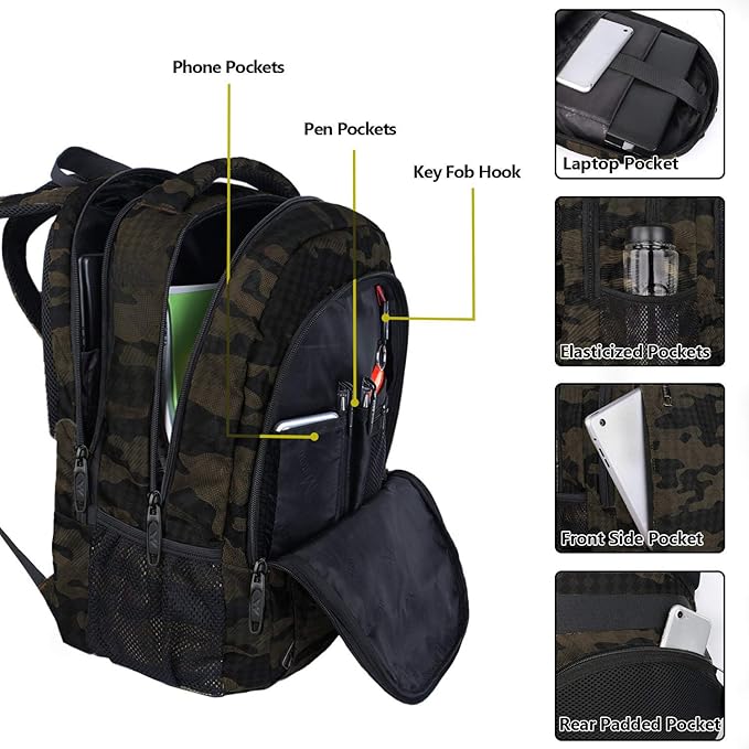 MATEIN 15.6 Inch Laptop Backpack, Sturdy Business Travel Laptop Backpack, Sturdy Carry On Water-Resistant Daypack for Work College Bookbag Men Women Computer Backpack