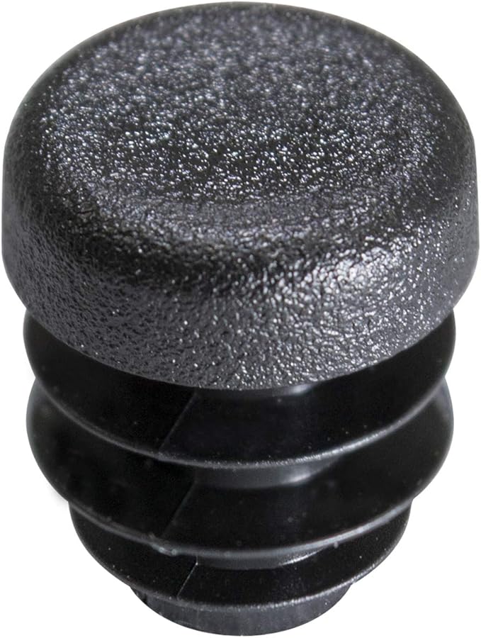 Prescott Plastics 1/2" (12.7mm) Outer Diameter Ribbed Plastic Hole Plugs, Round Black Metal Tubing End Caps, Strong Furniture Leg Inserts, Impact & Weather Resistant, Made in The USA - 50 Pack