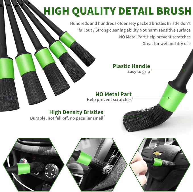 18Pcs Car Detailing Kit, Interior Car Cleaning Kit, Leather & Textile Car Interior Brush, Car Detailing Brush Set with Windshield Cleaning Tool Complete Car Interior Care Kit