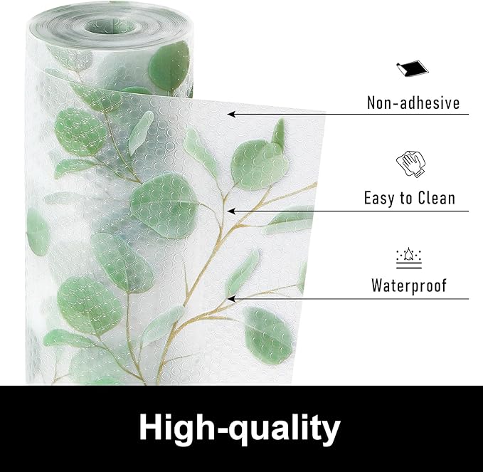 Cooyes Shelf Liners for Kitchen Cabinets Refrigerator Liners Waterproof & Oil-Proof Kitchen Cupboard Liner Drawer Mats EVA Material Non Adhesive Fridge Liner for Shelves