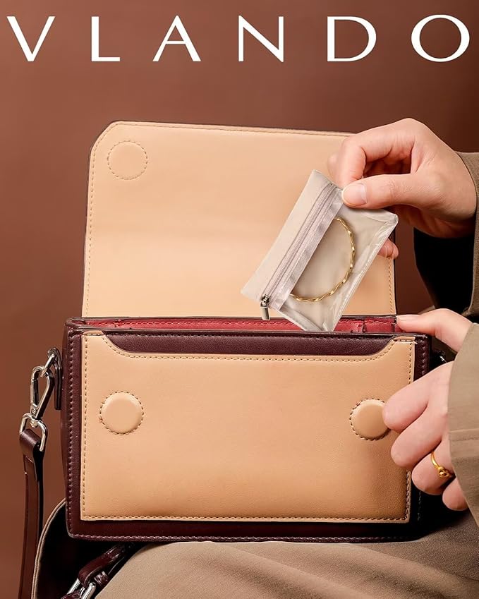Vlando Jewelry Travel Case, Travel Jewelry Organizer with Clear Velvet Jewelry Bags Zipper Pouch for Women Girl Gift 20Pcs