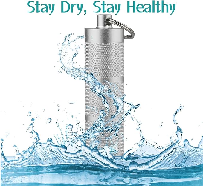 Waterproof Keychain Pill Holder - Compact, Portable, and Secure Pill Box with 3 Compartments - Pocket-Sized Pill Case and Container for Daily Medication on The Go, Sliver