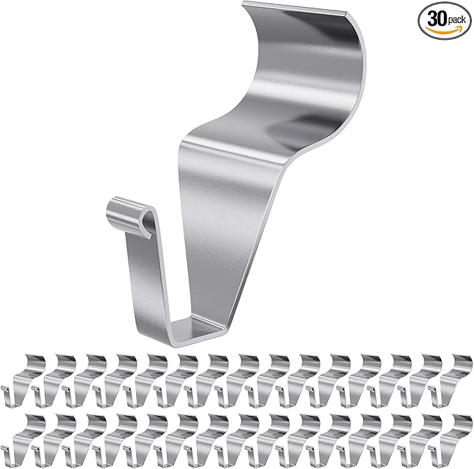 Vinyl Siding Hooks, (30 Pack) Heavy Duty Stainless Steel Siding Clips, No Drill No-Hole Needed Outdoor Hooks for Hanging Lights Wreath Hangers Plant Things on Patio Porch Decor