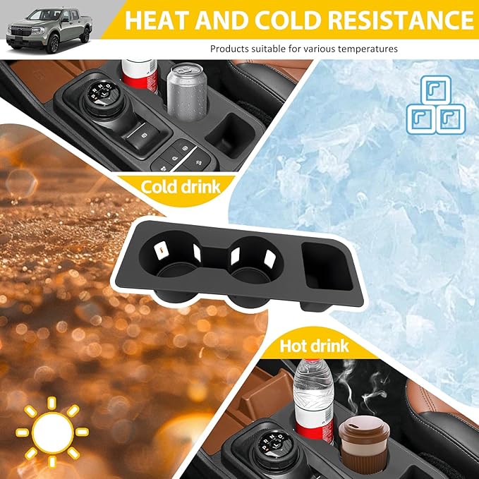 Cup Holder for 2022-2025 Ford Maverick Center Console Cup Holder Insert Silicone Cupholder Coaster Liner for 22-25 Maverick Interior Accessories Black