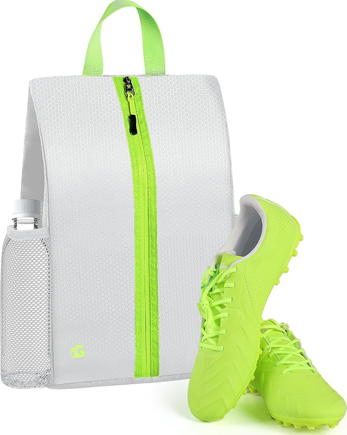 Smell Proof Shoe Bags for Travel - Soccer Cleat Bag Smell Proof with Active Carbon Fabric | Odor-Absorbing Water-Resistant Track Shoe bags for Sports (Grey, UP TO US14)
