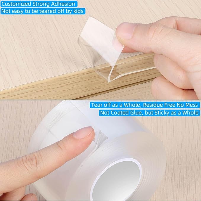 Clear Edge Protector Strip, 0.8in x 16.4FT, Sharp Edge Wrap Cover Tape, Self Adhesive Protective Bumper Guards for Cabinet Door Desk Glass Table Bed Furniture, Kitchen Countertop, Waterproof