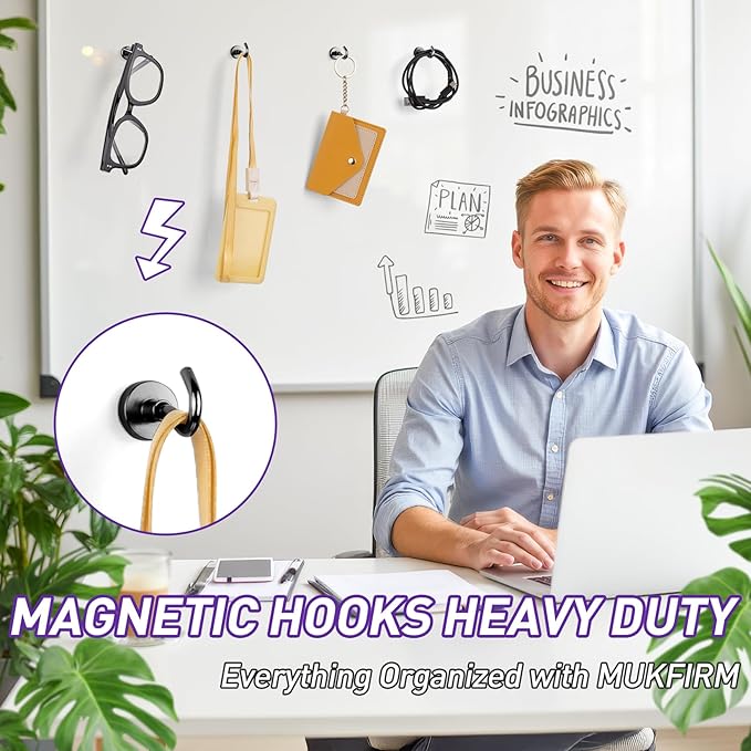 80 Pack Magnetic Hooks for 2026 Cruise Cabins Beach Vacation 30lbs+ Heavy Duty Magnet with Hook Metal Magnetic Hooks for Kitchen Fridge Grills Hanging Magnet Hooks for Classroom Locker Whiteboard