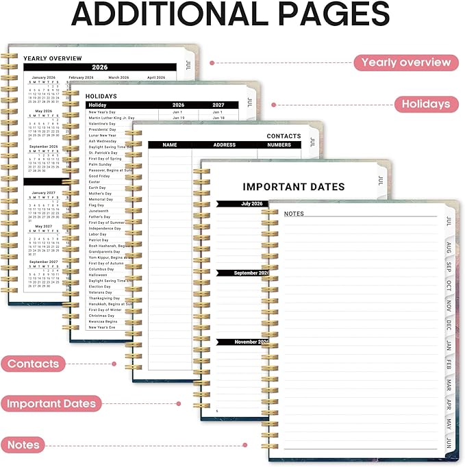 Planner 2026-2027, Academic Year Weekly and Monthly Calender Planner, from Jul 2026 - Jun 2027, Spiral Bound School Planning Book, Perfect for Teacher, Student, Women & Men, A4 (8.5" x 11"), Sunset