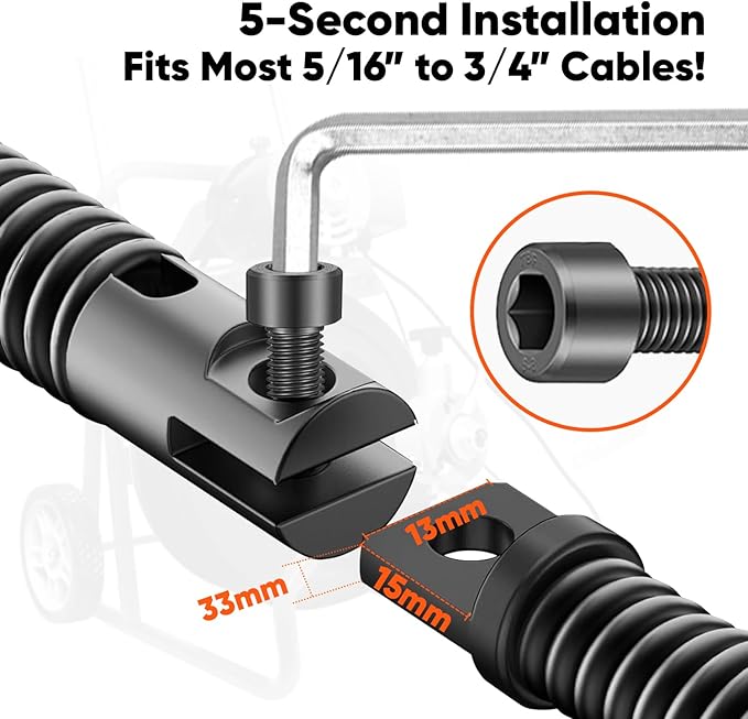 8-Piece Drain Snake Kit for 5/16" to 3/4" Cables – Heavy-Duty Manganese Steel Cutters for Roots, Grease & Stubborn Clogs – Includes Storage Case & Metal Ring
