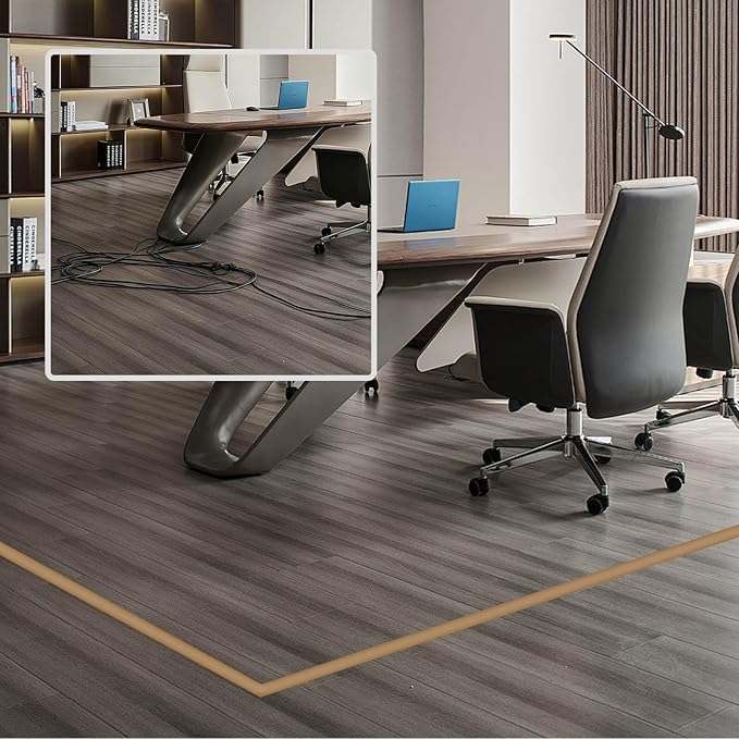 Floor Cord Cover, Floor Cable Cover, Cord Hider Floor, Soft PVC Self Adhesive, Extension Cord Covers for Floor, Prevent Cable Trips,for Offices, Gyms, Exhibitions (Light Brown, 4feet)