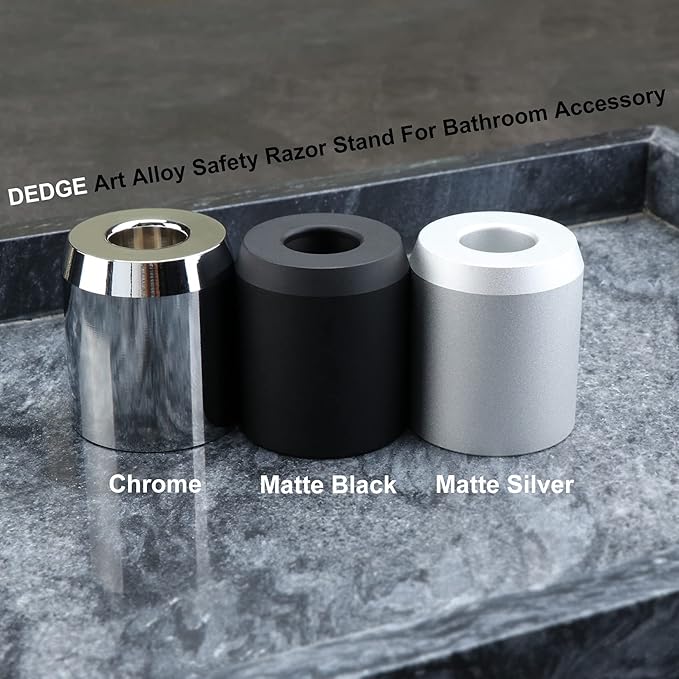 DEDGE Safety Razor Stand Matte Silver-Razor Holder Stand-Double Edge Safety Razor Stand-Shaver Holder for Bathroom Accessory-Opening Dimension is 1.7cm/0.67"