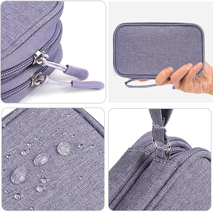 Travel Electronic Organizer Pouch Bag, Waterproof Portable Electronic Accessories Storage Multifunctional Case for USB, Cable, Cord, Charger, Phone, Power Bank, Earphone (Purple, Large)