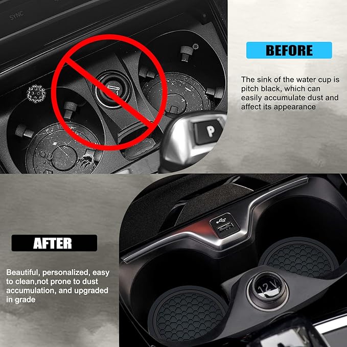 4PCS Car Cup Holder Coasters, 2.75 Inch Non-Slip Insert Cup Holder Pad, Dustproof Automotive Interior Accessories Mat, Universal for Trucks, Vehicles, RVs and More (Black)