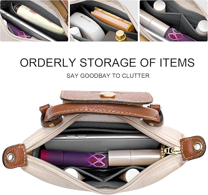 Felt Mini Organizer Insert for Longchamp mini XS Bag,Purse Organizer Insert For Handbag (LightGrey)