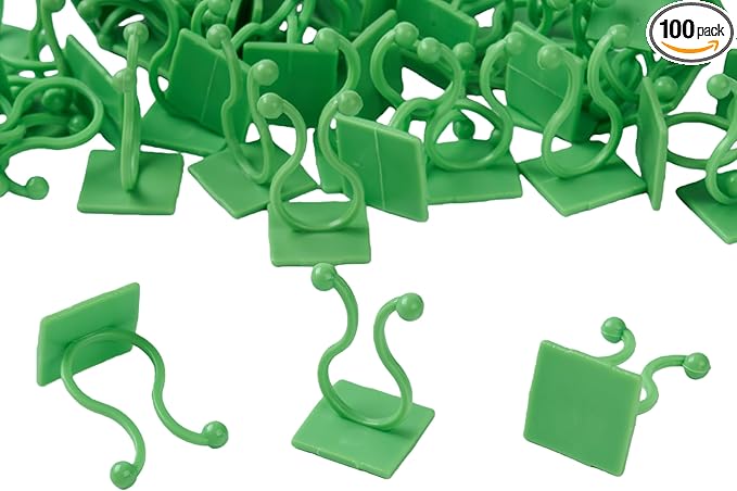 30/60/100PCS Plant Climbing Wall Fixture Clips,Invisible Wall Plant Vines Fixing Clips,Self-Adhesive Vine Support Holder for Climbing Plants. (100, Green V-Shaped)