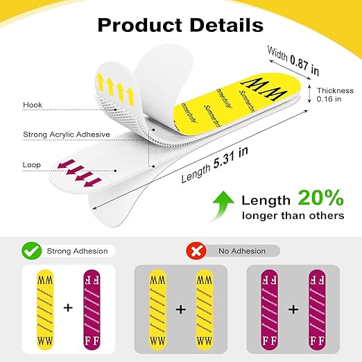 X-Large Picture Hanging Strips Heavy Duty, Damage Free Picture Hangers for Walls without Nails/Tools, Wall Sticky Hook and Loop Adhesive Strips Kit for Poster, Home, Office, 40 Strips/20Pairs, X-Large