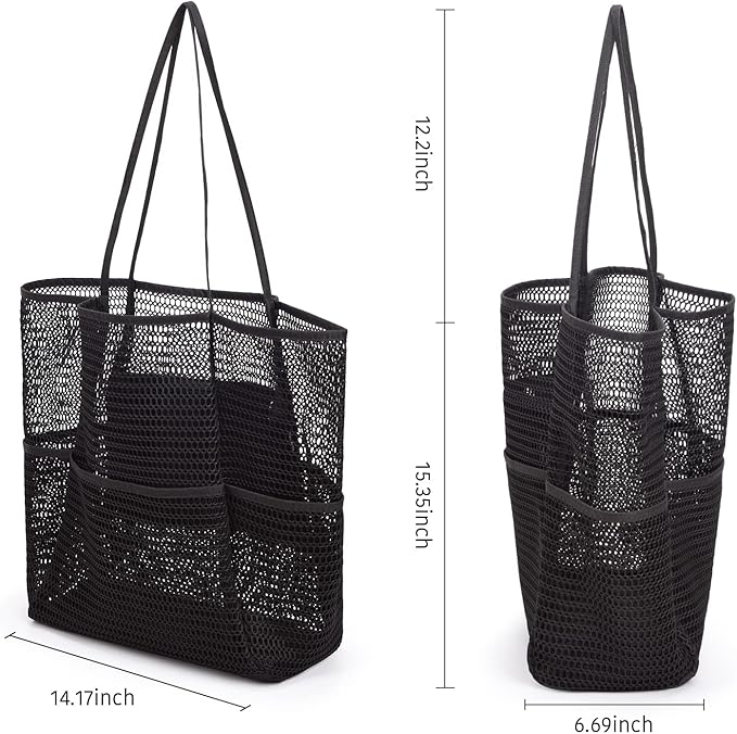 Tainehs Beach Mesh Tote Bag for Women, Large Travel & Pool Bag, Lightweight Vacation Cruise Tote (Inside Out – Flip to Use)