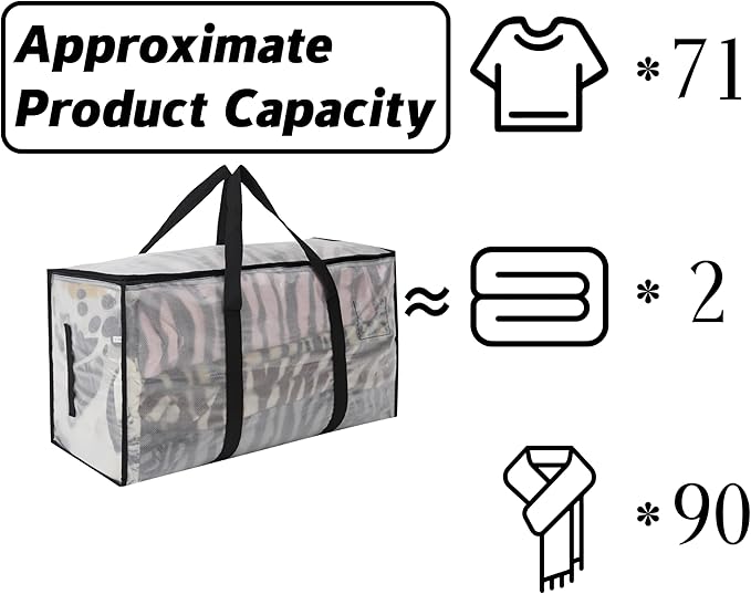 PWRSC Heavy Duty 93L (24.5 Gallon) Stackable Storage Bins with Fully Openable Lids, Moving Bags Heavy Duty, Clear Plastic Totes for Moving Storage, Home Organization, Closet, Dorm Room 12 pack