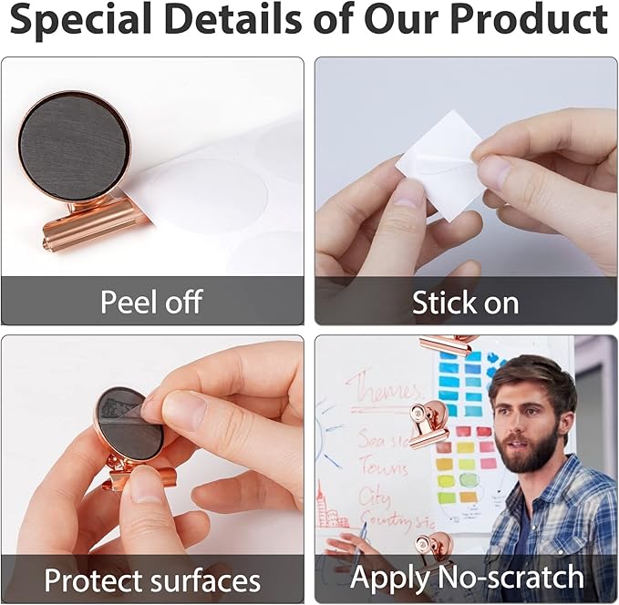 VNDUEEY 20 Pack Multicolor Magnetic Paper Clip Dispenser Holder, Fridge Magnets Refrigerator Magnets, Magnet Clips for Whiteboard Locker Paperclip Dispenser for Desk, School, Office (Rose Gold)