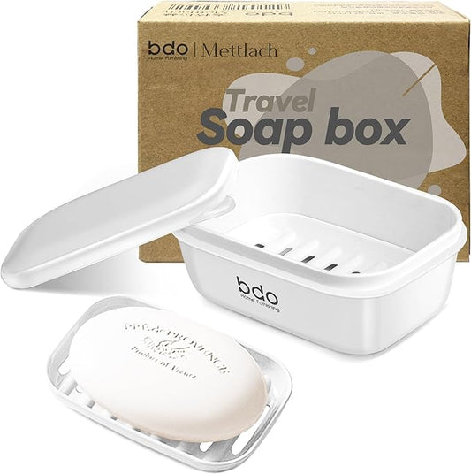 Travel Soap Case, Leakproof Soap Container with Lid, Portable Bar Soap Holder for Traveling, Soap Dishe for Bathroom, Shower, Gym, School, Camping, Vacation, Outdoor (White)