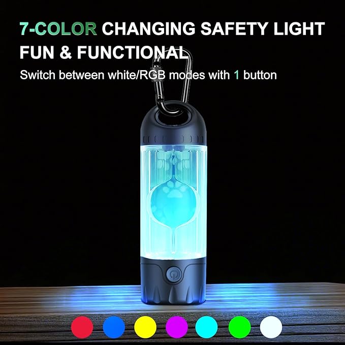 2-Pack Dog Poop Bag Holder with Flashlight 7-Color, USB-C Rechargeable doggie bag holder for leash, IPX6 Waterproof Anti-Slip Clip Pet Waste Bag Dispenser for Walking (60 Bags Included)