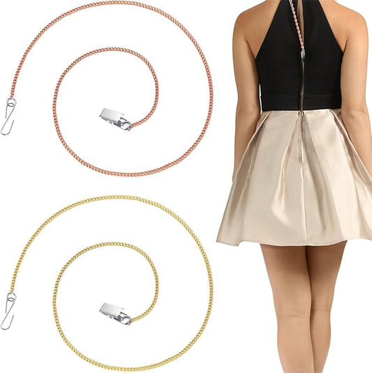 2 Pcs Zipper Helper Pulls for Dresses and Boots Zipper Puller with Hook and Clip for Back Button Clothing Assistant Aid Tool, Zip Up Dress by Yourself, Gold, Rose Gold